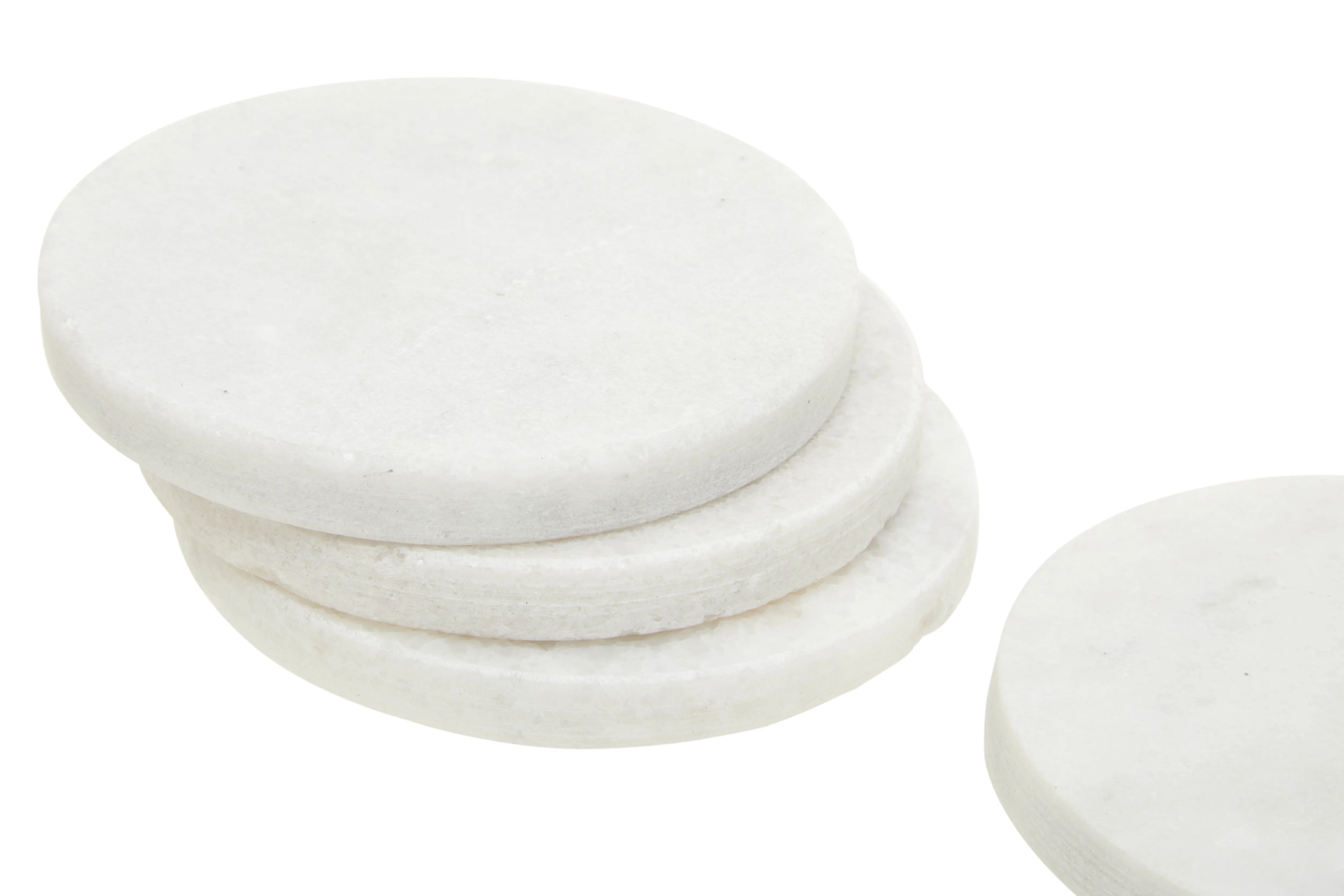 Set of 4 Trevi White Marble Round Coasters